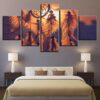 Sunset Dreamcatcher Pictures Feather - Abstract 5 Panel Canvas Art Wall Decor