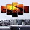 Sunset Giraffe 5 - Animal 5 Panel Canvas Art Wall Decor