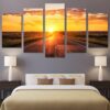 Sunset Highway - Nature 5 Panel Canvas Art Wall Decor