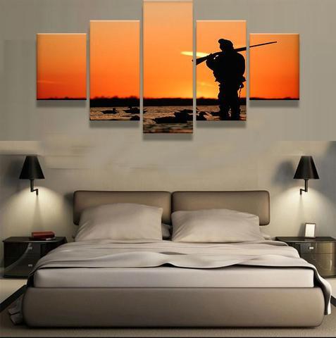 Sunset Hunting - Hunting 5 Panel Canvas Art Wall Decor Sunset Hunting - Hunting 5 Panel Canvas Art Wall Decor
