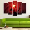 Sunset In Africa - Nature 5 Panel Canvas Art Wall Decor