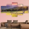 Sunset In The Mountains Landscape - Nature 5 Panel Canvas Art Wall Decor