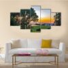 Sunset In The Summer - Nature 5 Panel Canvas Art Wall Decor