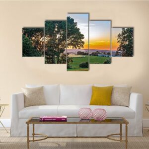 Sunset In The Summer - Nature 5 Panel Canvas Art Wall Decor
