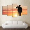 Sunset Military Soldier Silhouette At Sunset -Optional 80 - Army 5 Panel Canvas Art Wall Decor