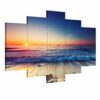Sunset On Lovely Seascape - Nature 5 Panel Canvas Art Wall Decor