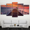 Sunset On The Jetty - Nature 5 Panel Canvas Art Wall Decor