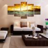 Sunset Over Golden Sands - Nature 5 Panel Canvas Art Wall Decor
