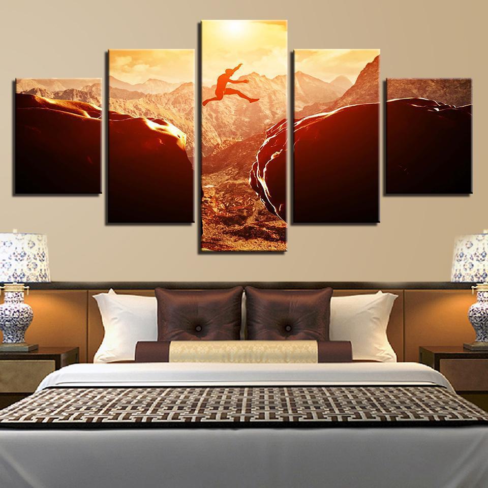 Sunset Parkour Extreme Sports Across Mountains - Sport 5 Panel Canvas Art Wall Decor Sunset Parkour Extreme Sports Across Mountains - Sport 5 Panel Canvas Art Wall Decor