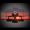 Sunset Plane Military Jet 01 - Aircraft 5 Panel Canvas Art Wall Decor
