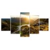 Sunset River 03 - Nature 5 Panel Canvas Art Wall Decor