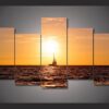 Sunset Sailing Large - Nature 5 Panel Canvas Art Wall Decor