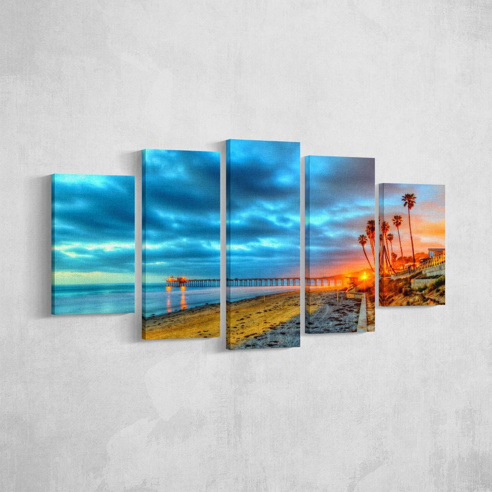 Sunset Shores - Nature 5 Panel Canvas Art Wall Decor Sunset Shores - Nature 5 Panel Canvas Art Wall Decor