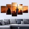 Sunset Silhouette Of The Great Soldiers - Army 5 Panel Canvas Art Wall Decor