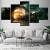 Sunset Sky Tree - Nature 5 Panel Canvas Art Wall Decor