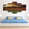 Sunset Sunrise On Farm - Nature 5 Panel Canvas Art Wall Decor