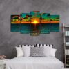 Sunset Sunshine - Nature 5 Panel Canvas Art Wall Decor