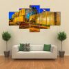 Sunset View Of Fortification Of Alcudia Town At Mallorca - Nature 5 Panel Canvas Art Wall Decor
