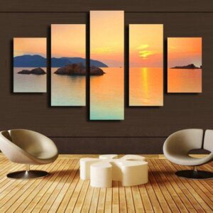 Sunset View - Nature 5 Panel Canvas Art Wall Decor