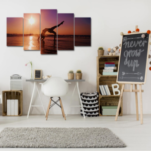 Sunset Yoga - Nature 5 Panel Canvas Art Wall Decor