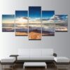Sunshine Beach Sea Waves Seascape Blue Sky - Nature 5 Panel Canvas Art Wall Decor