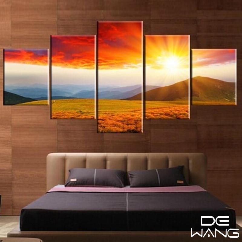 Sunshine Behind All Landscape - Nature 5 Panel Canvas Art Wall Decor Sunshine Behind All Landscape - Nature 5 Panel Canvas Art Wall Decor