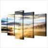 Sunshine Sunrise Fog Landscape - Nature 5 Panel Canvas Art Wall Decor