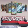 Sunshine Through The Trees - Nature 5 Panel Canvas Art Wall Decor