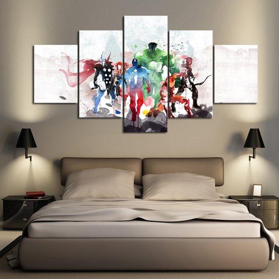 Super Heroes - Dc 5 Panel Canvas Art Wall Decor Super Heroes - Dc 5 Panel Canvas Art Wall Decor