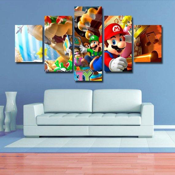 Super Mario 01 - Gaming 5 Panel Canvas Art Wall Decor Super Mario 01 - Gaming 5 Panel Canvas Art Wall Decor