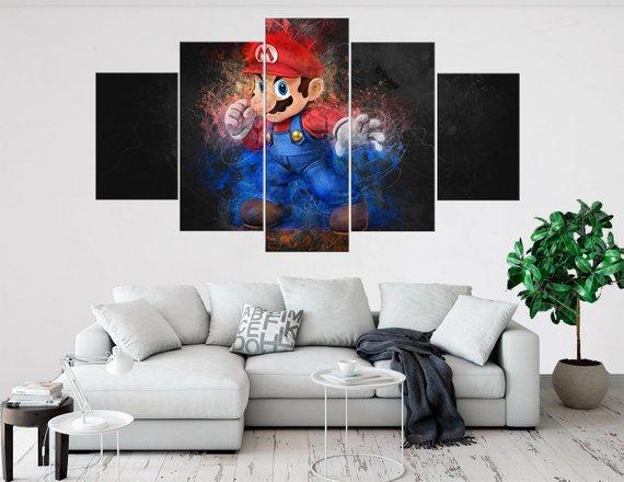 Super Mario 2 - Gaming 5 Panel Canvas Art Wall Decor Super Mario 2 - Gaming 5 Panel Canvas Art Wall Decor