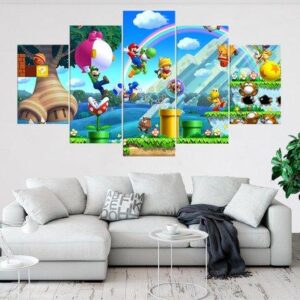 Super Mario 3 - Gaming 5 Panel Canvas Art Wall Decor
