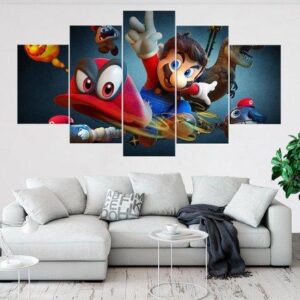 Super Mario 5 - Gaming 5 Panel Canvas Art Wall Decor