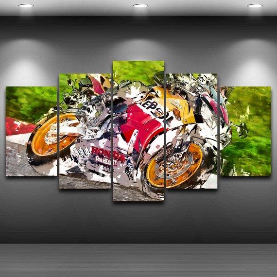 Super Motorcycle - Auotmative 5 Panel Canvas Art Wall Decor Super Motorcycle - Auotmative 5 Panel Canvas Art Wall Decor