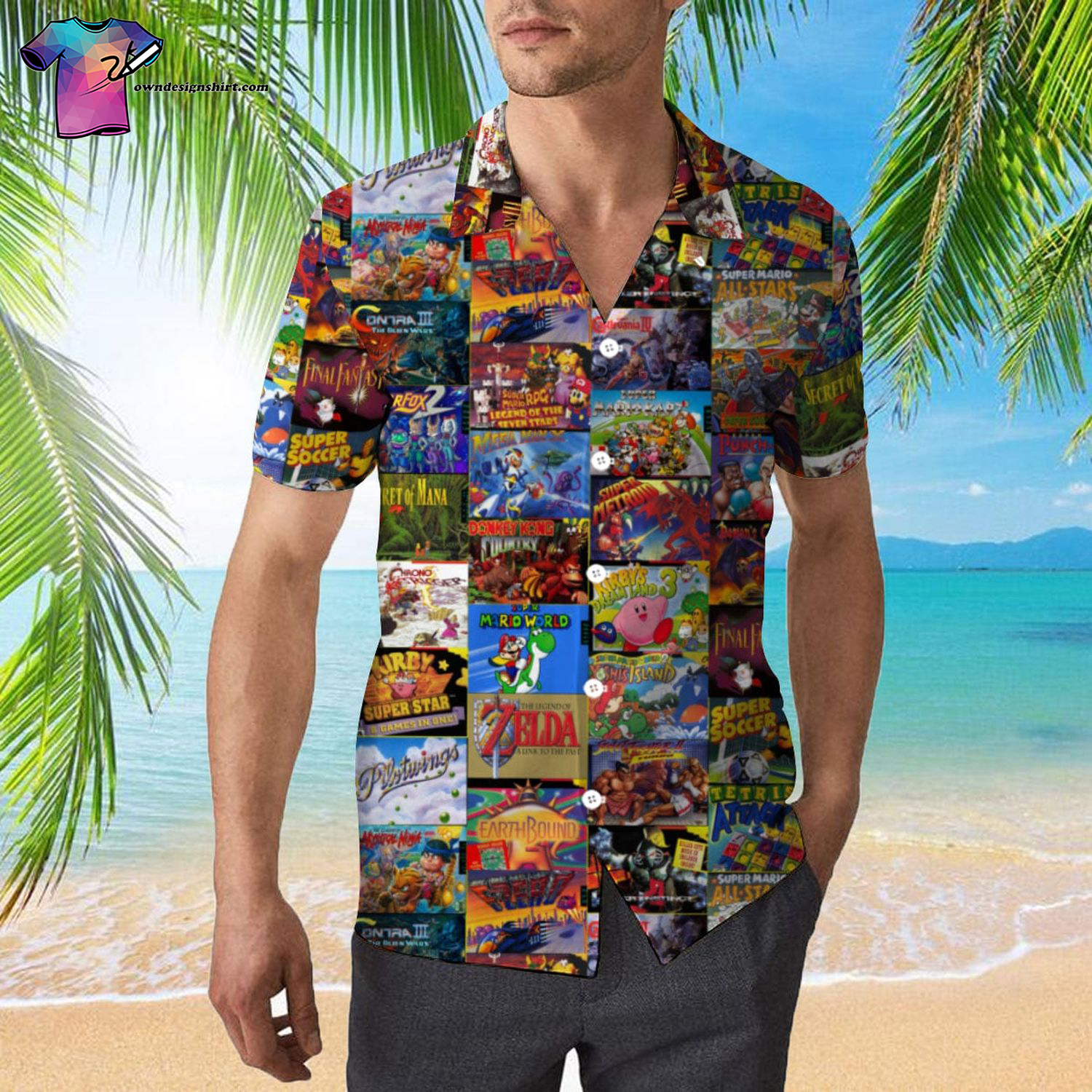 Super Nintendo Entertainment System All Over Print Hawaiian Shirt Super Nintendo Entertainment System All Over Print Hawaiian Shirt