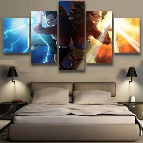 Super Saiyan From Dragon Balls Z - Cartoon 5 Panel Canvas Art Wall Decor Super Saiyan From Dragon Balls Z - Cartoon 5 Panel Canvas Art Wall Decor