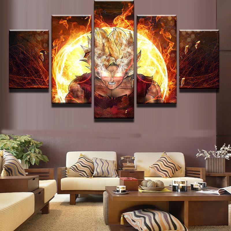Super Saiyan Goku Dragon Balls - Anime 5 Panel Canvas Art Wall Decor Super Saiyan Goku Dragon Balls - Anime 5 Panel Canvas Art Wall Decor