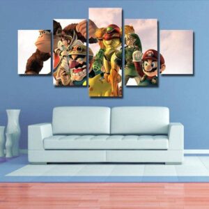 Super Smash bros - Gaming 5 Panel Canvas Art Wall Decor