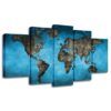 Super World Map 4 - Abstract 5 Panel Canvas Art Wall Decor