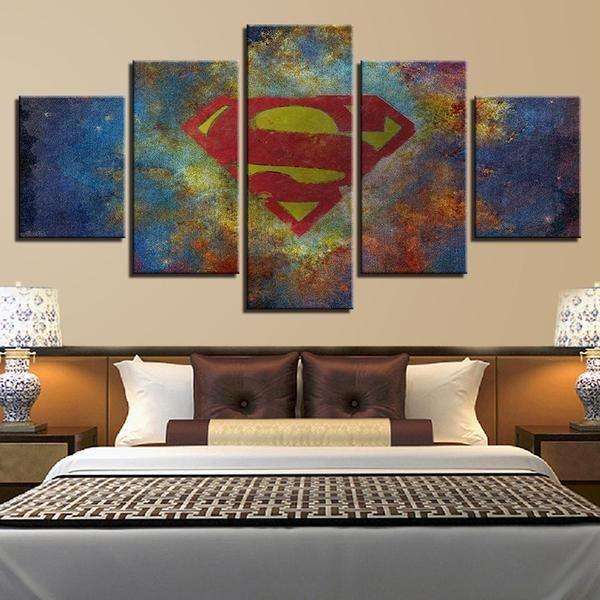 Superman Logo - Dc 5 Panel Canvas Art Wall Decor Superman Logo - Dc 5 Panel Canvas Art Wall Decor