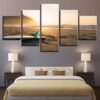 Surfboard On The Beach - Space 5 Panel Canvas Art Wall Decor