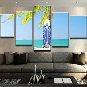 Surfboard - Nature 5 Panel Canvas Art Wall Decor