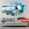 Surfer Beach - Sport 5 Panel Canvas Art Wall Decor