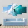 Surfer On Blue Ocean Wave - Sport 5 Panel Canvas Art Wall Decor