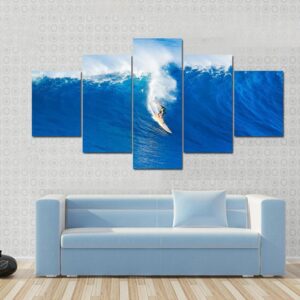 Surfer Riding In Ocean Wave - Sport 5 Panel Canvas Art Wall Decor