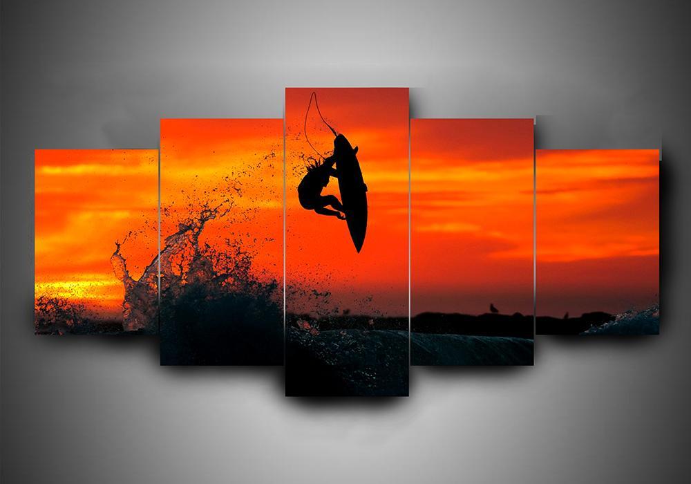 Surfing 3 - Sport 5 Panel Canvas Art Wall Decor Surfing 3 - Sport 5 Panel Canvas Art Wall Decor