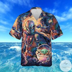 Surfing Bounty Hunter Baby Yoda Hawaiian Shirt
