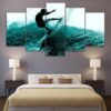 Surfing Hitting The Waves - Sport 5 Panel Canvas Art Wall Decor