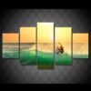 Surfing Trick Tail Slide - Sport 5 Panel Canvas Art Wall Decor
