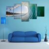 Surfing View Of Hollow Crashing Ocean Wave - Nature 5 Panel Canvas Art Wall Decor